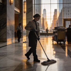 Lake City Janitorial Lady cleaning in Chicago